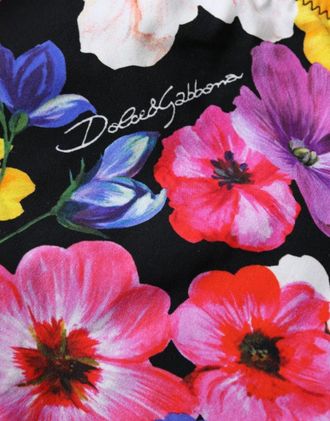Dolce & Gabbana Womens Black Floral Print Swimsuit Bikini Bottom Swimwear Nylon Elastane Clothing