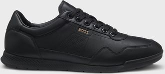 HUGO BOSS Mens Black Titanium Nappa Leather Trainer - Size UK 7