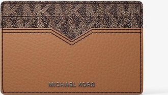 Michael Kors Hudson Pebbled Leather and Signature Logo Money Clip Card Case