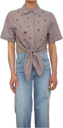 Liu Jo P9588 Shirt - Dames - Overhemden - Bruin - S - Katoen - Overhemden