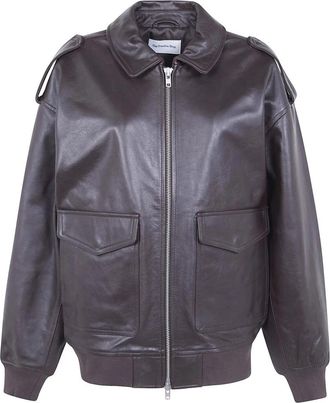 Frankie Shop Leather Jassen - Dames - Leren en Su&egrave;de Jassen - Bruin - M - Jassen