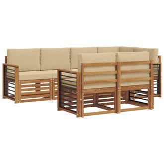 vidaXL Conjunto De Sof&aacute; Seccional Con Coj&iacute;n 7 Pcs Natural Y Beige Vidaxl