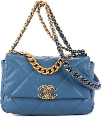Chanel Pre-owned Womens Classic 19 Flap Shoulder Bag - Blue - One Size