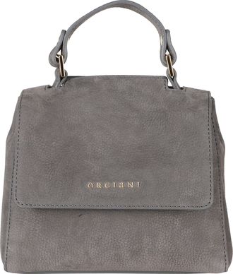 Orciani Charcoal Sveva XS Nabucco Embossed Leather Handbag