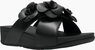 FitFlop Womens Fitflop Lulu Flower Polyurethane Womens Black Sandals - Size: 5