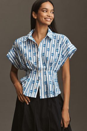 Pilcro The Bobbie Short-Sleeve Fitted-Waist Blouse by Pilcro