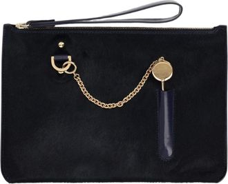 Sophie Hulme Rectangular Pouch with Gold Chain Detail and Wrist Strap