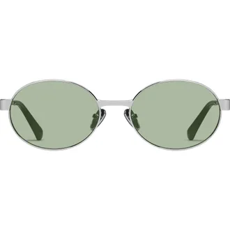 Quay Anyways 56mm Round Sunglasses in Silver/Moss at Nordstrom Rack