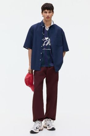 H&M Relaxed-fit short-sleeved oxford shirt in Dark Blue at Nordstrom, Size Xx-Large