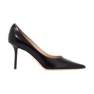 Jimmy Choo London Schoenen, Dames, Zwart, 40 EU, Leer, Gouden Logo Leren Pumps