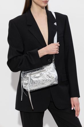 Balenciaga Le City Moto Mini Shoulder Bag, Womens, Silver