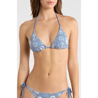 Rip Curl Catalina Waves Triangle Bikini Top in Vintage Blue at Nordstrom, Size X-Large
