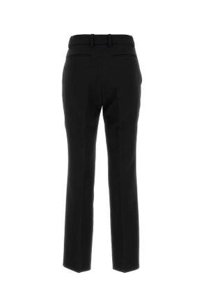 Gucci Womens Black Cady Pant T Silk Woolmother Pearl Pantaloni
