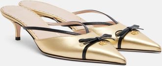 Valentino Garavani Bepointy VLogo 45 metallic leather mules