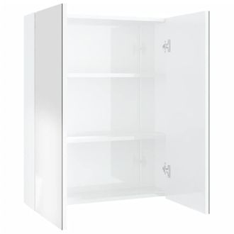 Berkfield Home Bathroom Mirror Cabinet 60x15x75 cm MDF Shining White | Size: 60 x 15 x 75 cm