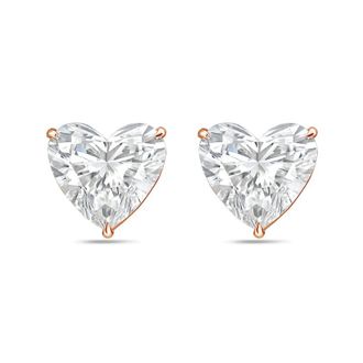 Diana M. Jewels 14Kt Rose Gold 2.00 cts Lab Grown Heart shaped Diamond Studs
