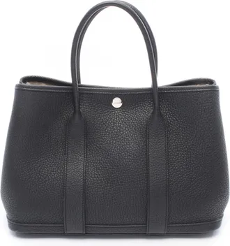 Herm&egrave;s Black Negonda Leather Handbag Tote Bag (Pre-Owned)