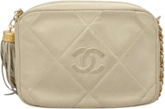 Chanel Pre-owned Cross Body Bags, female, Beige, Size: ONE SIZE Pre-owned Leather Cross Body Bag