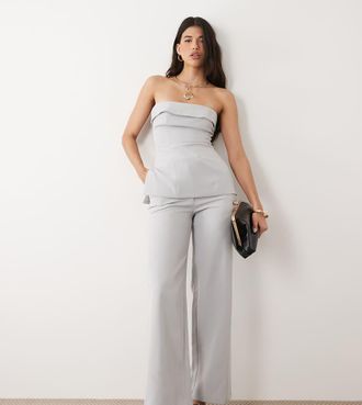 KAIIA Esclusiva Kaiia - Pantaloni sartoriali dritti grigio chiaro in coordinato