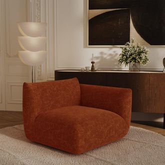 Sia Home Sill&oacute;n de esquina derecho de terciopelo chenilla terracota