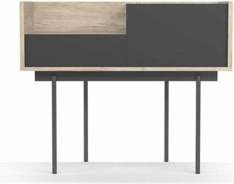 HERDASA Herdasa - Recibidor Modelo 671 Acabado Roble Combinado Con Grafito, 84cm(alto) 98cm(ancho) 31cm(prof.)