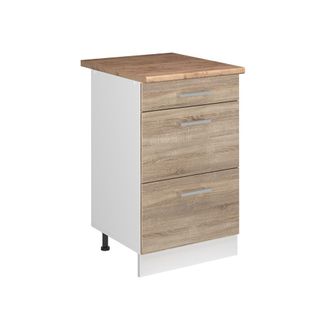 Vicco Mueble Bajo De Cocina R-line, Sonoma/blanco, 50 Cm Encimera Roble Dorado, Vicco
