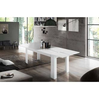 Dmora Dmora - Mesa Extensible Dkouam&eacute;, Consola Extensible Hasta 12 Plazas Consola Extensible 100% Made In Italy Cm 160/210x90h75 Alerce Blanco Brillo