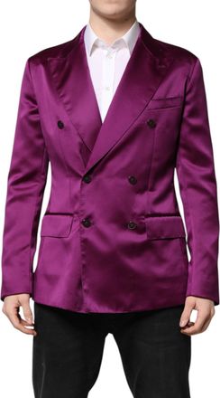 Dolce & Gabbana Mens Double Breasted Silk Blazer - Purple - Size EU 50 (Mens)