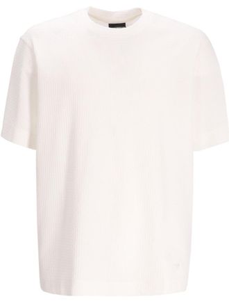 Emporio Armani Off White Crewneck Jacquard T-Shirt