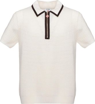 Casablanca Waffle Stitch Poloshirt - Heren - Polos - Wit - M - Wol - Tops