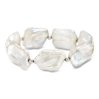 Ross-Simons 17-20mm Cultured Baroque Pearl Stretch Bracelet With Sterling Silver