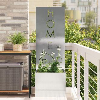 vidaXL Macetero De Jard&iacute;n Con Panel Decorativo Plata 50 X 140 Cm Vidaxl