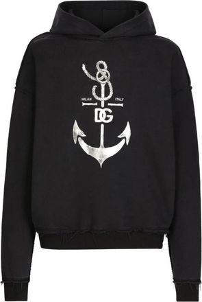 Dolce & Gabbana Logo-print Katoenen Hoodie - Heren - Hoodies - Blauw - S - Katoen - Hoodies & sweatvesten