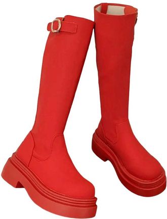 Generic Womens Pointed Toe Knee High Boots Elegant Party Long Heel Shoes