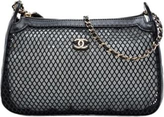 Chanel Pre-owned Mesh and Lambskin Shoulder Bag - Dames - Vintage Schoudertas - Zwart - ONE Size - Leer - Vintage