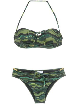 Amir Slama wave print bikini set - Verde