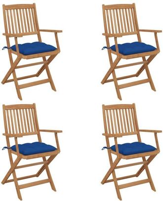 vidaXL Sillas De Jard&iacute;n Plegables 4 Uds Y Cojines Madera Maciza Acacia Vidaxl