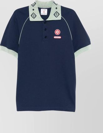 Casablanca chenille collar raglan polo shirt