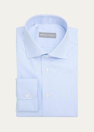 Bergdorf Goodman Mens Fine Stripe Textured Cotton Dress Shirt