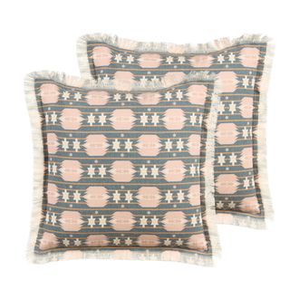 Beliani Beliani - Conjunto De 2 Cojines Decorativos Con Estampado Geom&eacute;trico Moderno 60 X 60 Cm Multicolor Dianthus