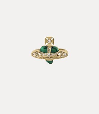 Vivienne Westwood New Diamante Heart Ring Gold-light-gold-quartz-crystal-indicolite-enamel Gold-light-gold-quartz-crystal-indicolite-enamel Unisex