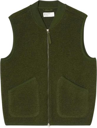 Universal Works Zip Vest - Heren - Bodywarmers - Groen - XL - Wol - Jassen