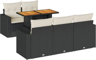 vidaXL Set De Sof&aacute;s De Jard&iacute;n 6 Piezas Y Cojines Rat&aacute;n Sint&eacute;tico Negro Vidaxl