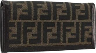 Fendi Pre-owned Zucca Canvas Long Wallet - Dames - Vintage Accessoires - Zwart - ONE Size - Leer - Vintage