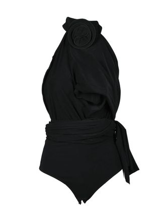 Magda Butrym Black Viscose Stretch Bodysuit