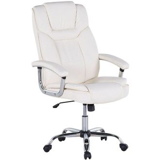 Beliani Beliani - Faux Leather Home Office Chair Adjustable Swivel Base Computer Light Beige Advance
