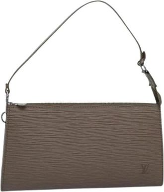 Louis Vuitton Pre-owned Shoulder Bags, female, Gray, Size: ONE SIZE Pre-owned Leather Shoulder Bag