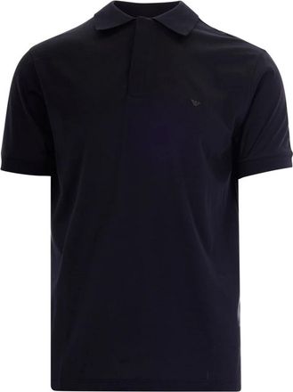 Emporio Armani Polo shirt van katoen-lyocell met korte mouwen - Heren - Polos - Blauw - L - Katoen - Tops