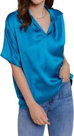 Vix Farrah Rolled Cuff Blouse In Peacock