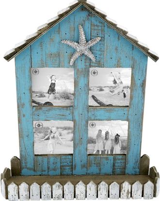 Beachcombers Teal Coastal Beach House 3x3 4-Section Wooden Photo Picture Frame in Blue at Nordstrom, Size Medium